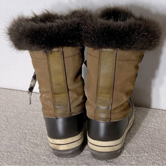 London Fog Tan Leather Duck Boot Snow Boots With Faux Fur 7 - Picture 10 of 14